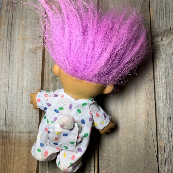 Vintage Russ PJs Pajamas Troll Doll 5" Troll 90s Toy 80s Toy Purple Pink Hair - Picture 3 of 6